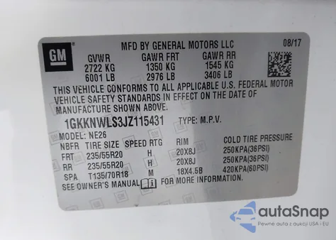 2018 GMC Acadia Slt-2 из США, поврежденный, VIN 1GKKNWLS3JZ115431